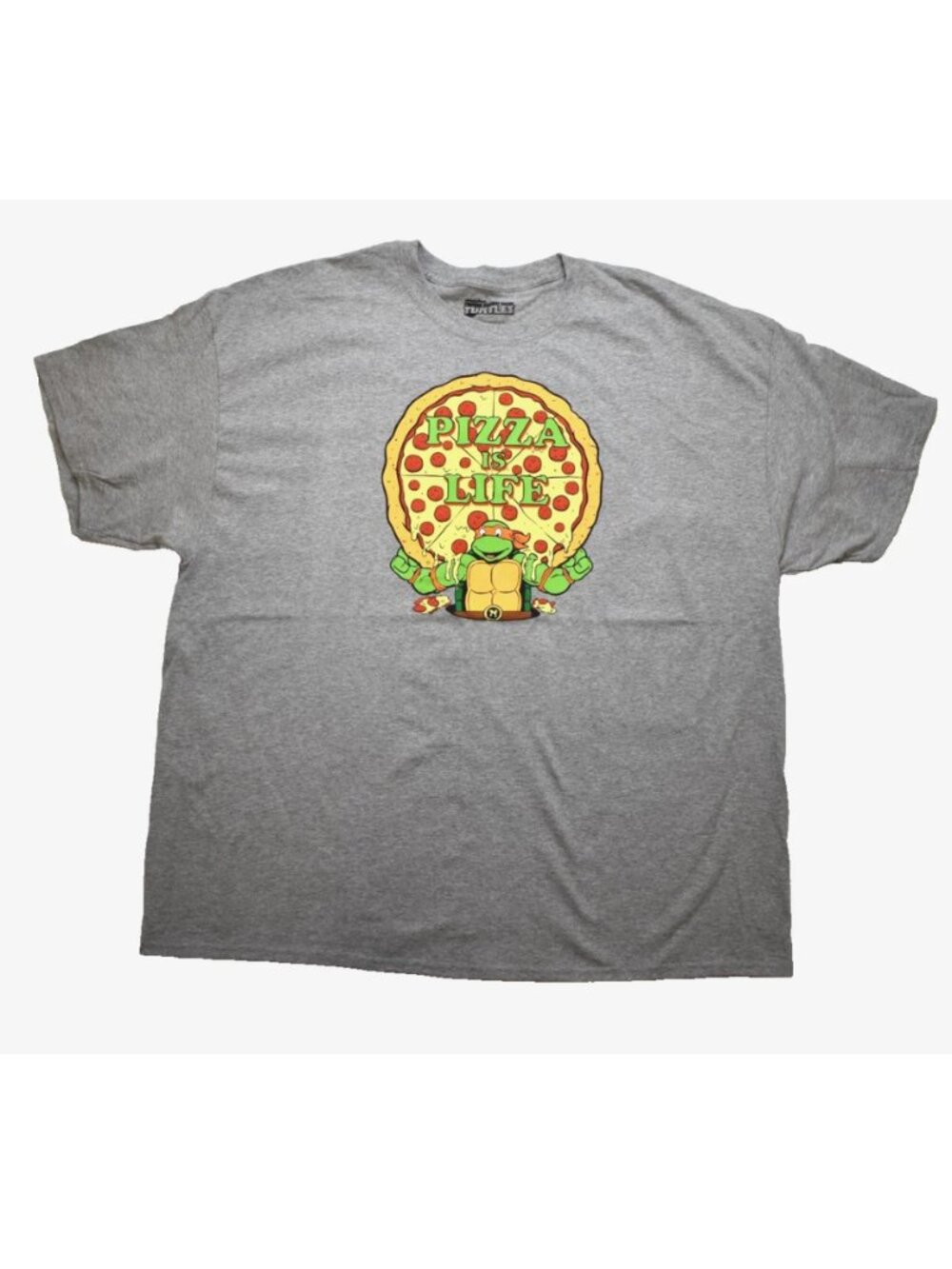 Teenage Mutant Ninja Turtles Mens Michelangelo Pizza Is Life Gray Shirt New 3XL
